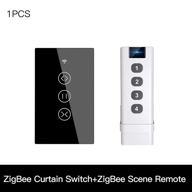 433MHz Smart Touch Curtain Switch Roller Blinds Shutter Wireless Control Relay Status Works with Alexa Google Home