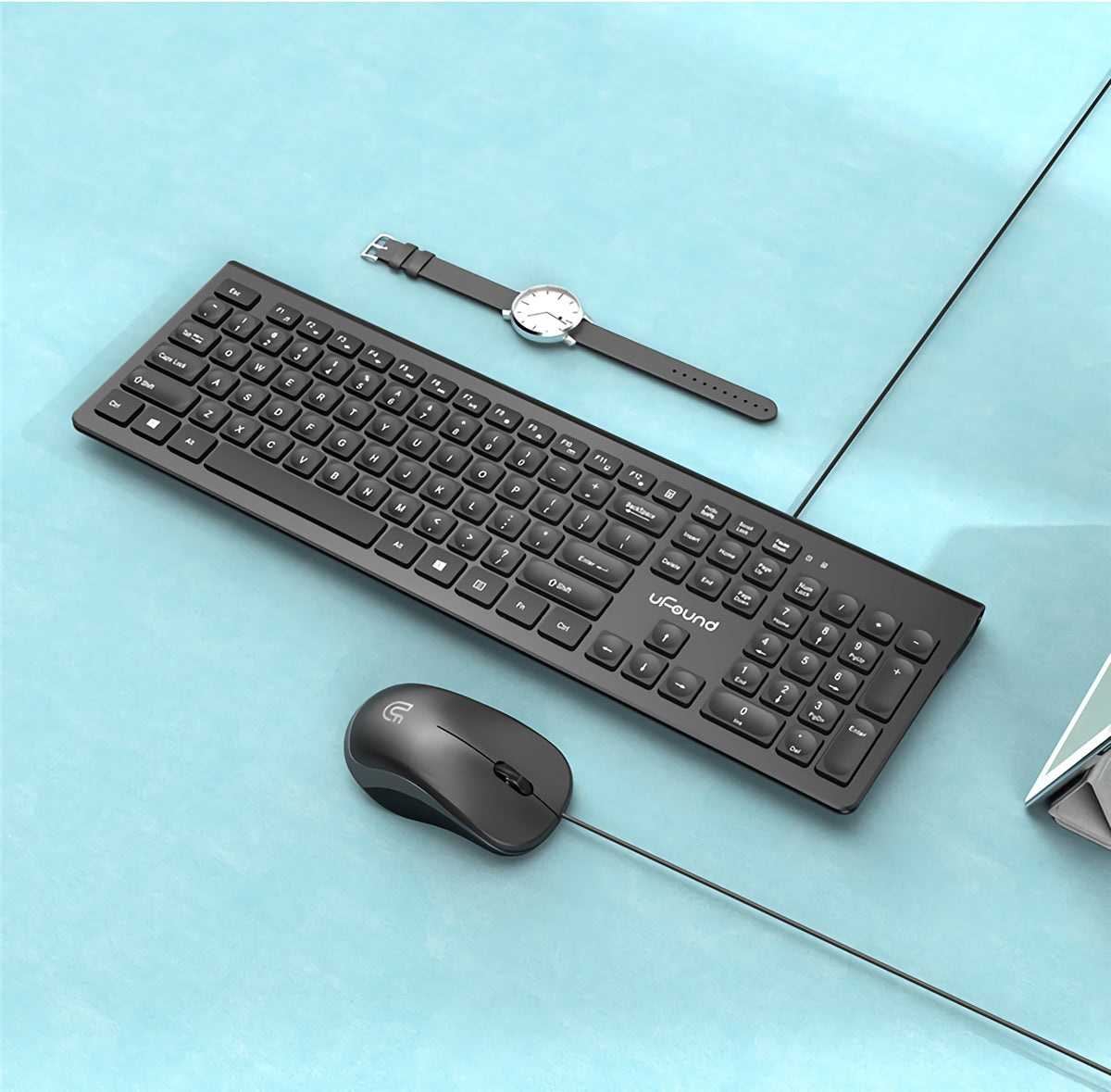 Wired Keyboard & Mouse Set 106 Keys Chocolate Square Keycap Silent Office Keyboard 1000DPI Ergonomic Mouse Kit for Mac Windows