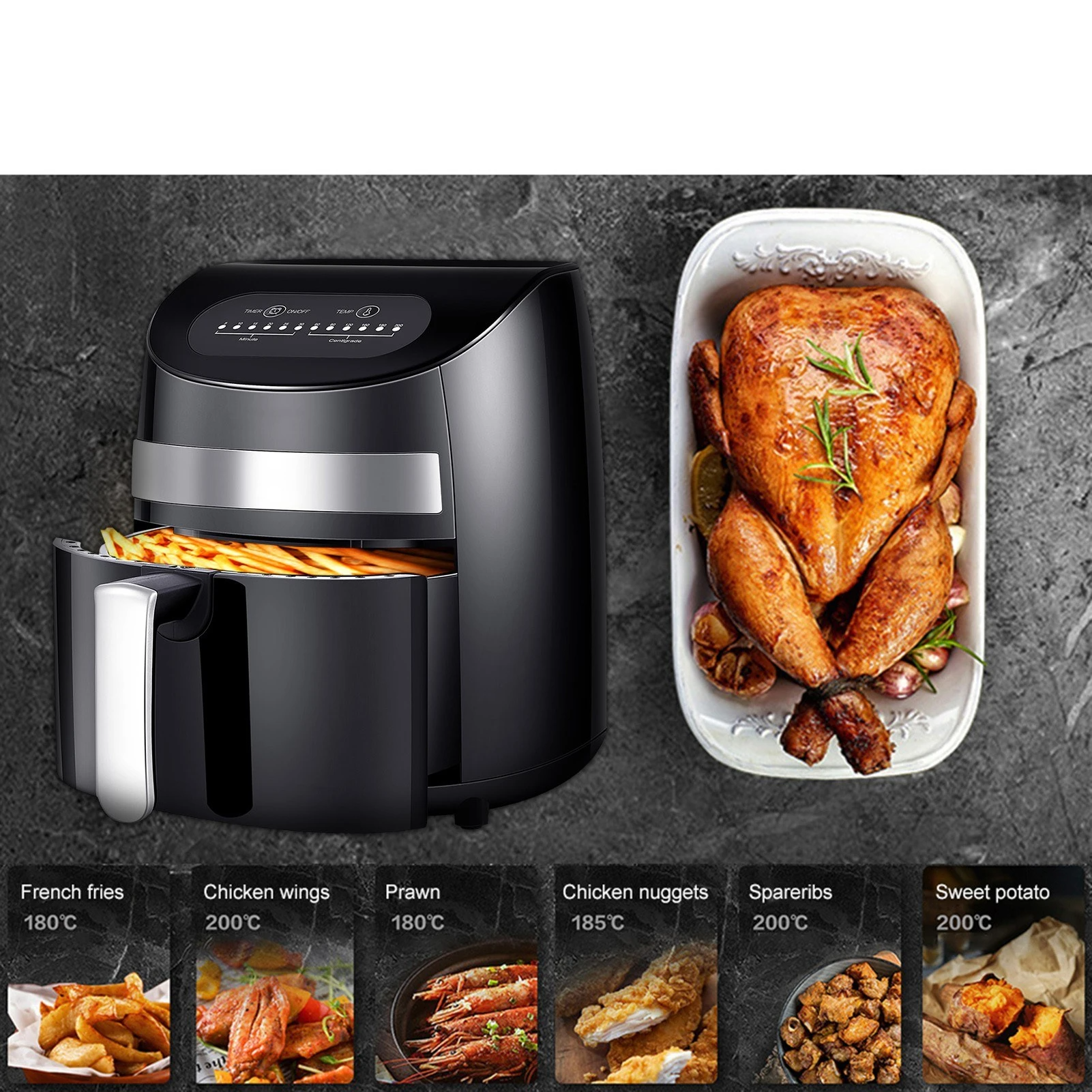 1000W Air Fryer 3L Electric Hot Air Fryer Oven