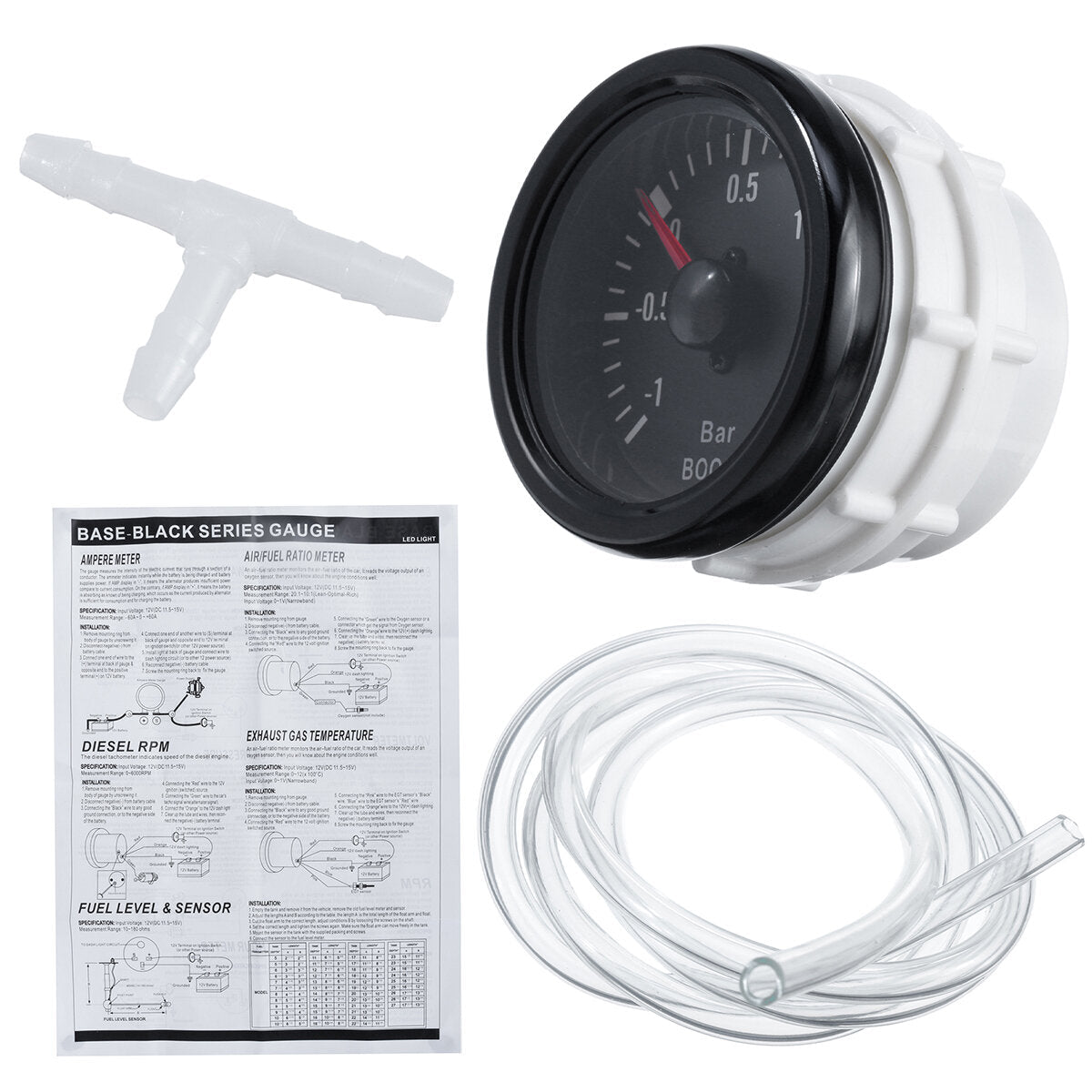 2Inch 52mm -1 To +2 Bar 12V Car LED Turbo Boost Pressure Gauge Meter Universal