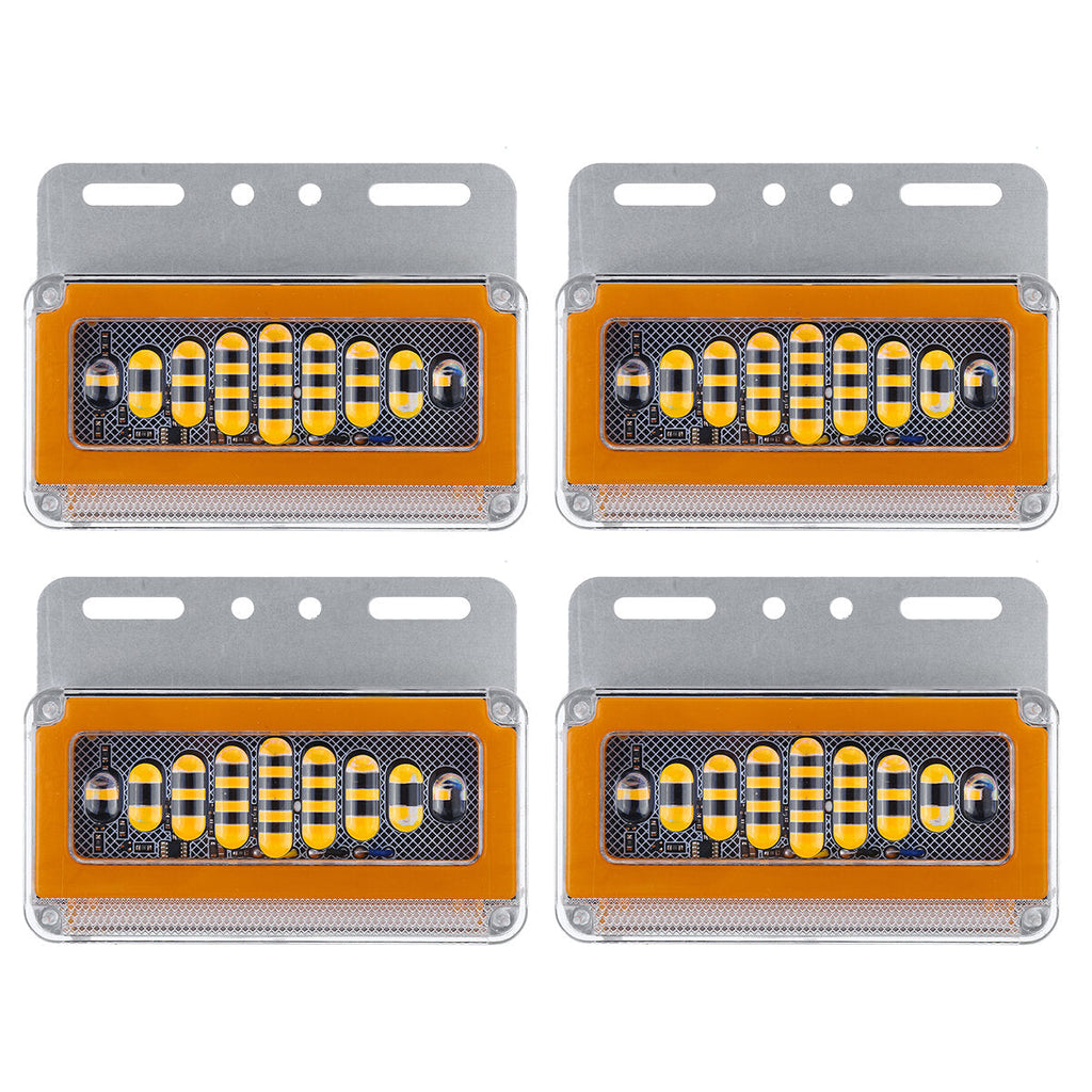 4pcs 24V Flowing LED Side Marker Signal Light Indicator For Truck Trailers