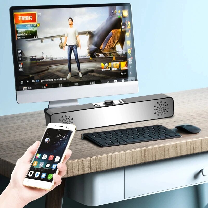 Subwoofer Alarm Clock Super Bass Speakers Hi-Fi USB Wireless Bluetooth Computer Desktop Speaker Audio