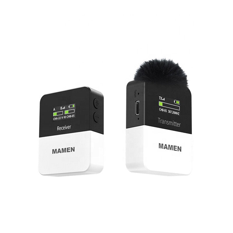 UHF Wireless Microphone System Lavalier Mic with Transmitter for SLR Camera Smartphone Video Interview Record