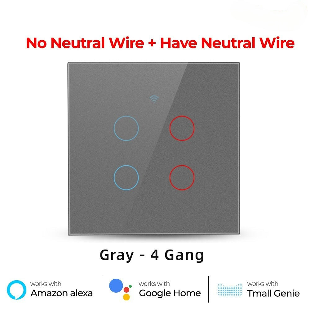 WiFi Light Switch 220V RF433 Remote Control No Neutrual Wire And Have Neutural Wire 2 Way Control Timer Works With Alexa Google Home