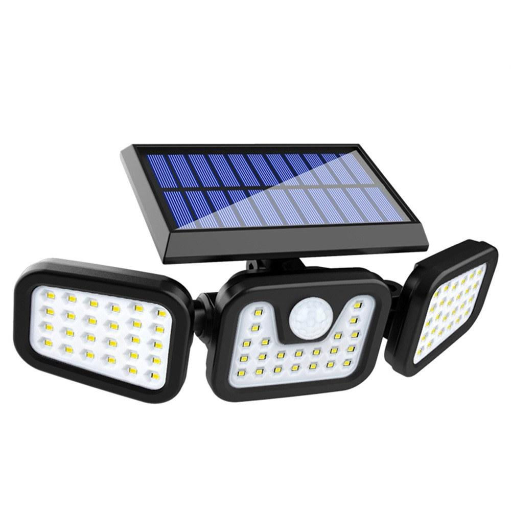 Solar 3 Heads Rotatable Slit Garden Lamp Motion Sensor Wall Mounted Waterproof Night Light 74 LED