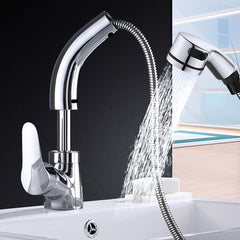 Kitchen Sink Faucet Pull Out Rotation Spray Mixer Liftable Cold And Hot Water