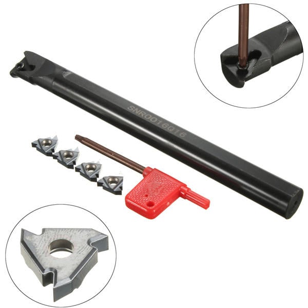 16x180mm Lathe Turning Tool Holder With 4pcs 16IR AG60 Inserts