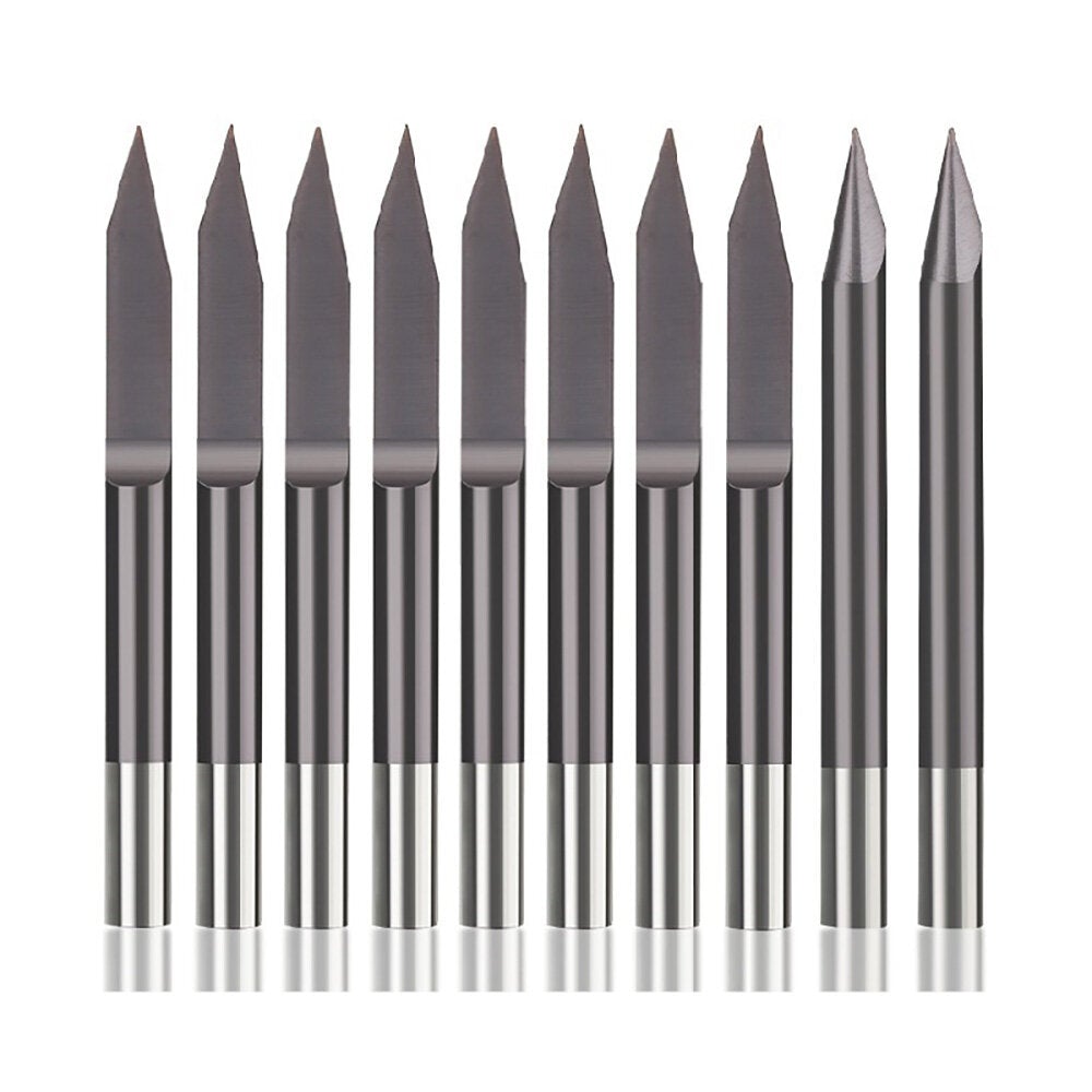 10Pcs 3.175mm Shank 30 Degree 0.1/0.2mm Tip V-shaped Engraving Drill Bit for Engraver CNC Router