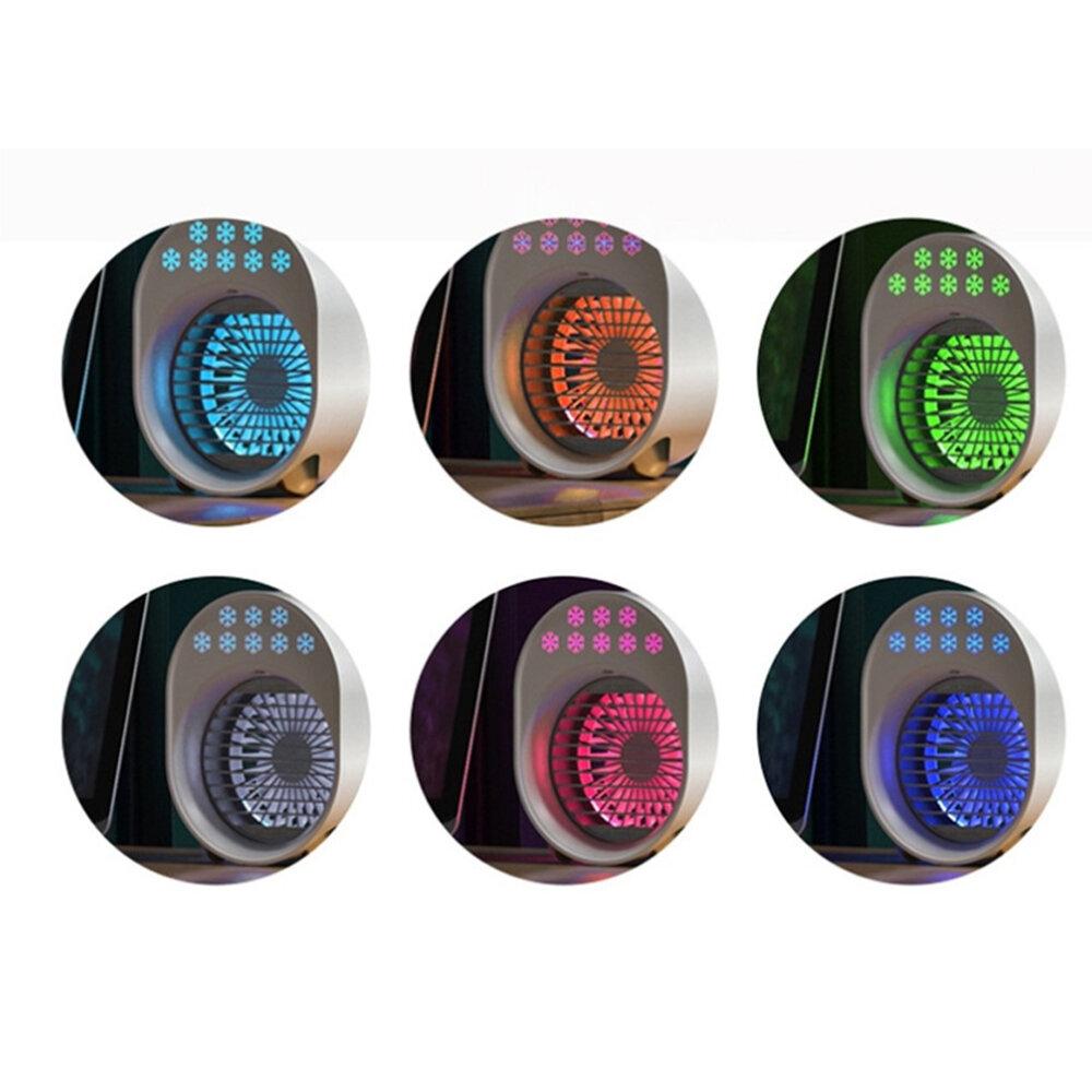 Mini Air Conditioner Portable USB Fan Air Cooler Humidifier 3 Speed Adjustable 6 Color Light Conditioning Purifier