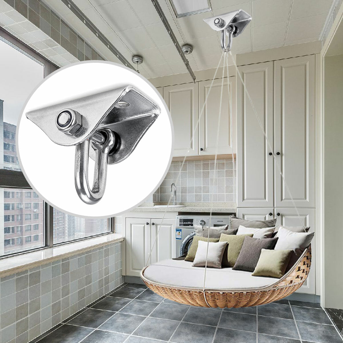 3-Types 180/360 Heavy Duty Swivel Hangers Stainless Steel Swing Hooks For Yoga Hammock