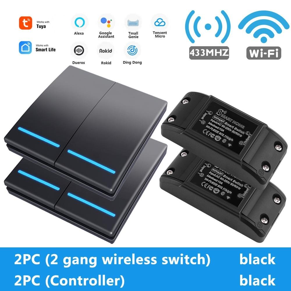 Smart Tuya WiFi Light Switch With RF 433Mhz Remote Control DIY Module Timer Works With Alexa Smart Home
