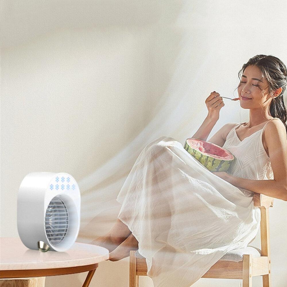 Mini Air Conditioner Portable USB Fan Air Cooler Humidifier 3 Speed Adjustable 6 Color Light Conditioning Purifier