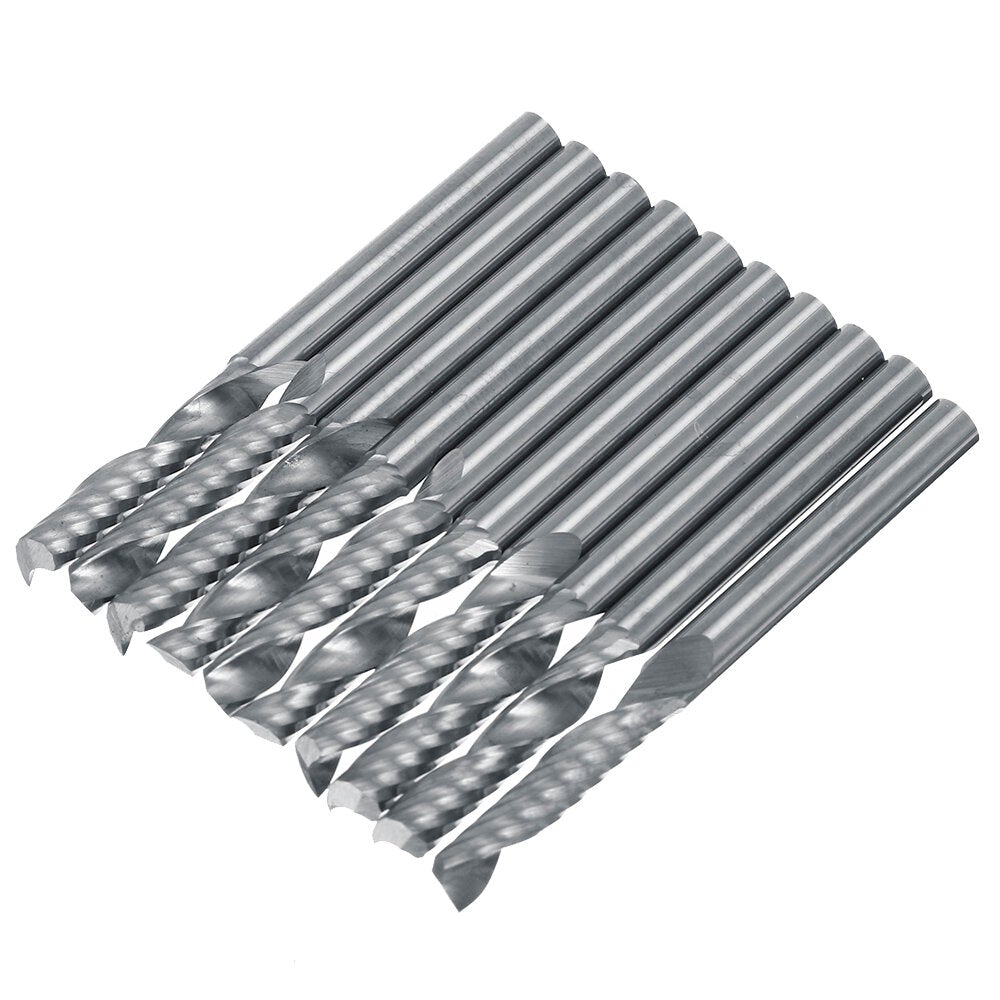 10pcs 3.175mm Single Flute End Mill Cutter Carbide CNC Router Bit Milling