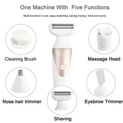 5 in 1 Pro Electric Facial Nose Eyebrow Hair Remover Women Painless Epilator Shaver