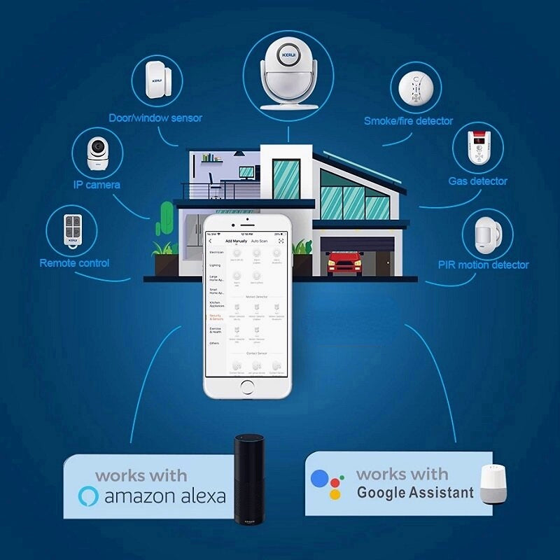 Smart Home Security WIFI Alarm System 120dB PIR Detector Door/Window Sensor Wireless App Burglar Works with Alexa