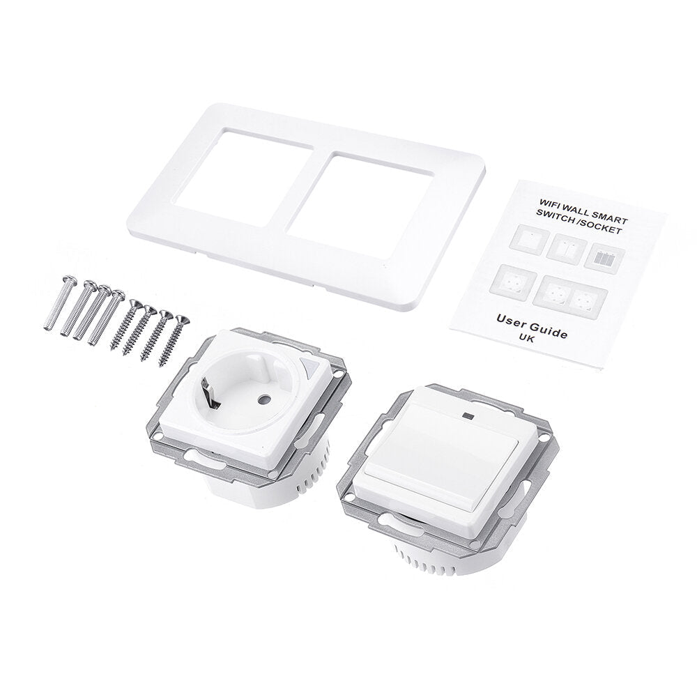 WiFi Smart Light Wall Switch Socket Outlet + 1 Gang Push Button Switch DE EU Tuya Wireless Remote Control Work with Alexa Google Home