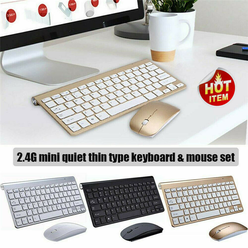Wireless Keyboard and 1200DPI Wireless Ultra Thin Mouse Combo Set with USB Receiver For PC Computer
