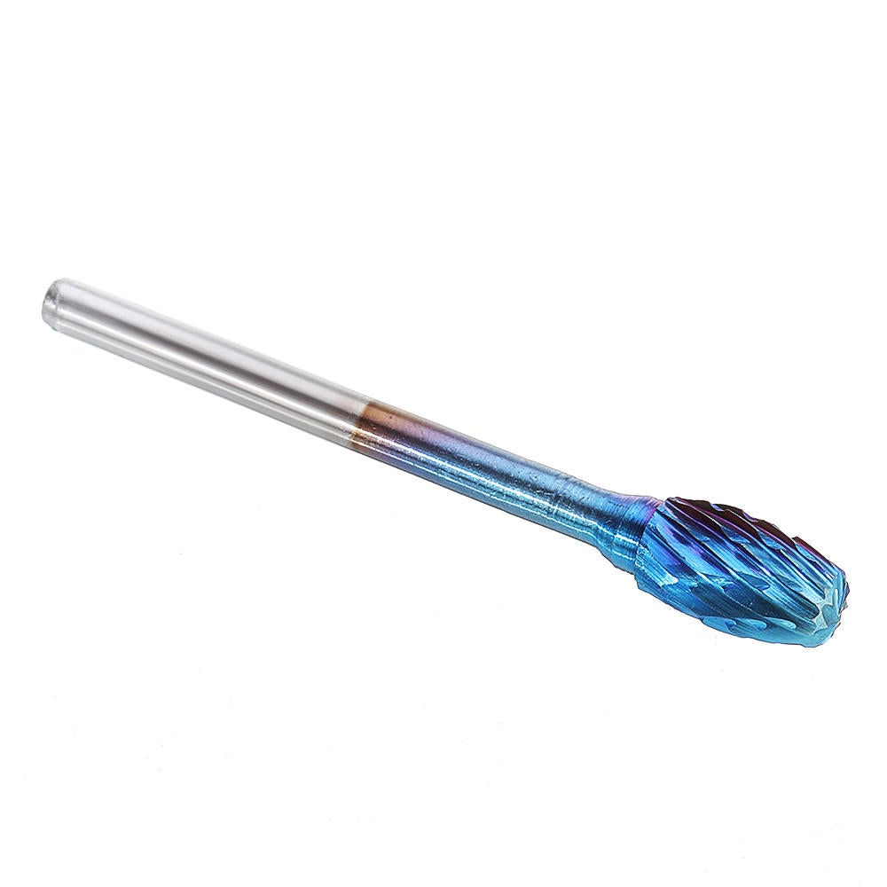 10Pcs 3mm Shank Blue Nano Tungsten Carbide Burrs 6mm Head Rotary File Set