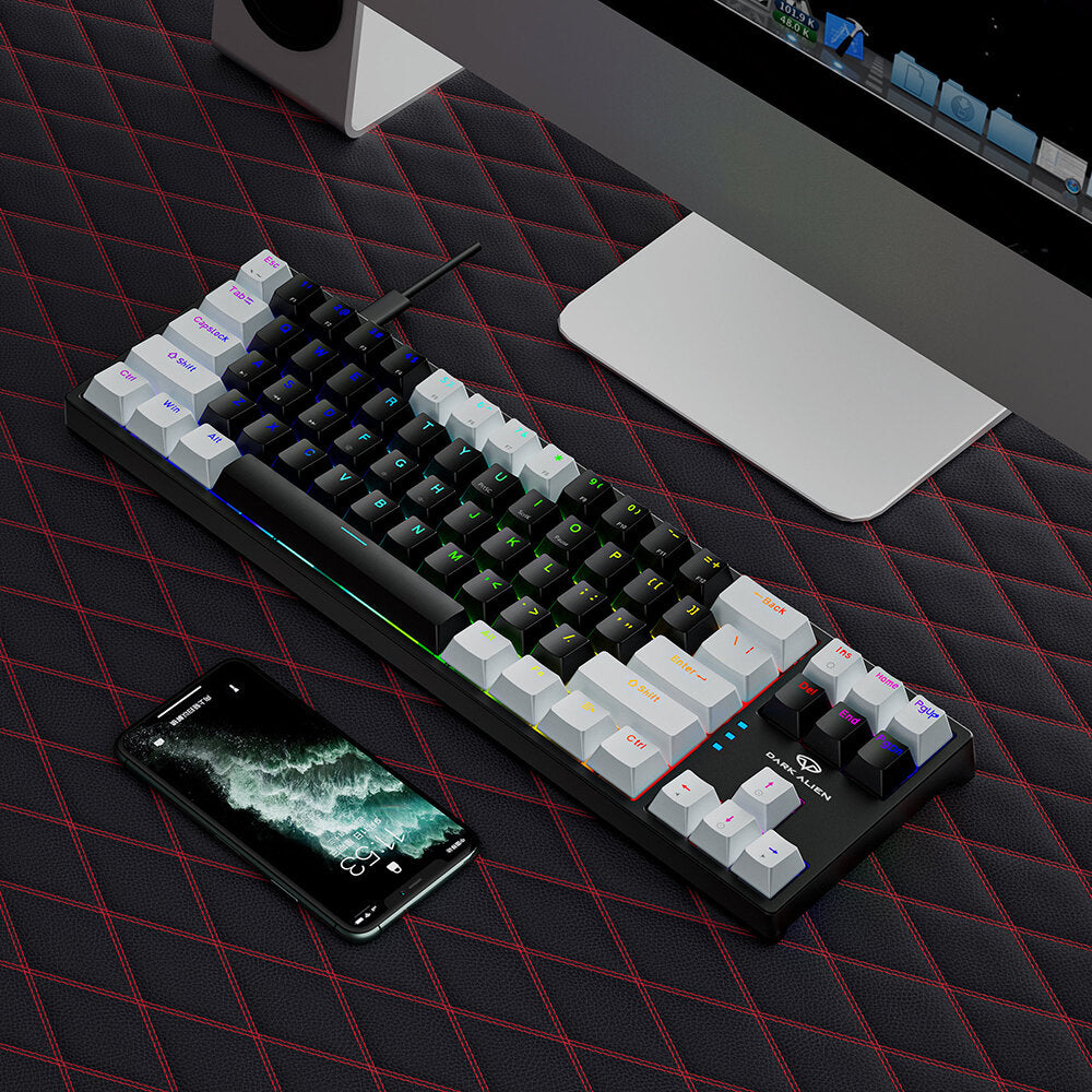 Mechanical Gaming Keyboard 71 Keys Blue/Red Switch Hot Swappable RGB Backlit Detachable Type-C Wired Keyboard