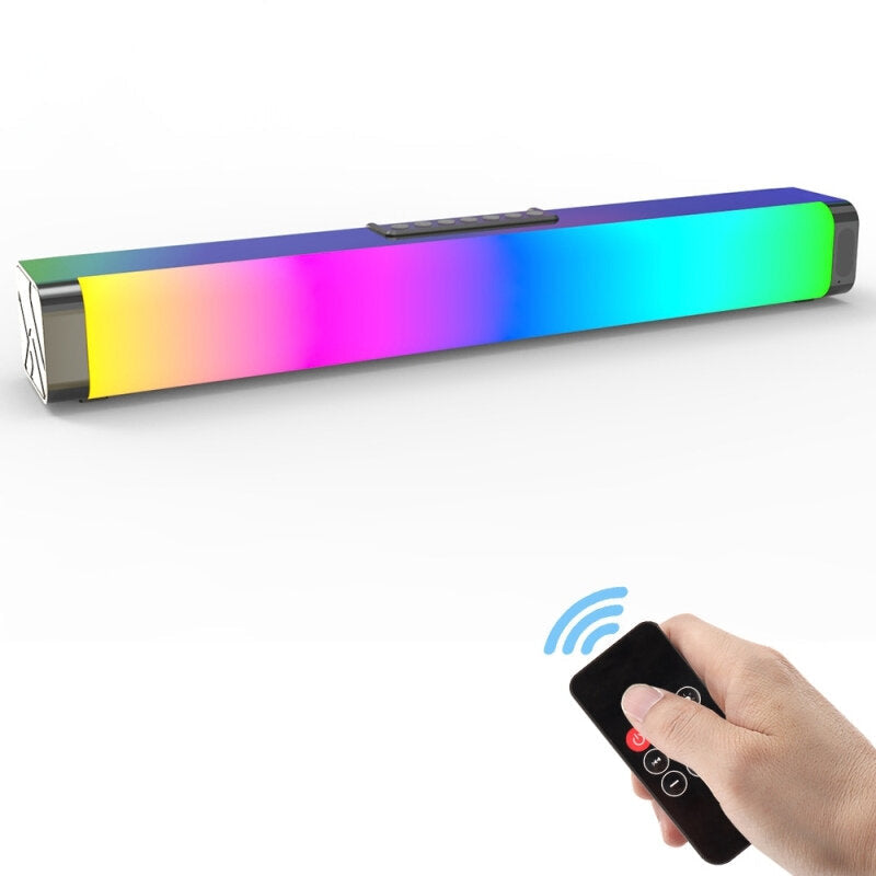Bluetooth Speaker Soundbar Stereo Home 20W Theater Soundbar Rectangle RGB Colorful Bluetooth Speaker with Remote Control