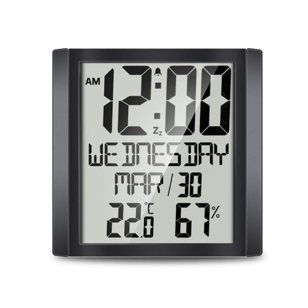 Digital Wall Clock Temperature & Humidity Snooze Alarm Clock Indoor Thermo-hygrometer Weather Monitor for Home