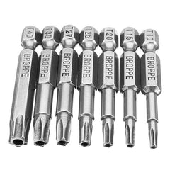 7Pcs 50mm Length Star Magnetic Screwdriver Bits T10-T40 1/4 Hex Shank Screwdriver Set
