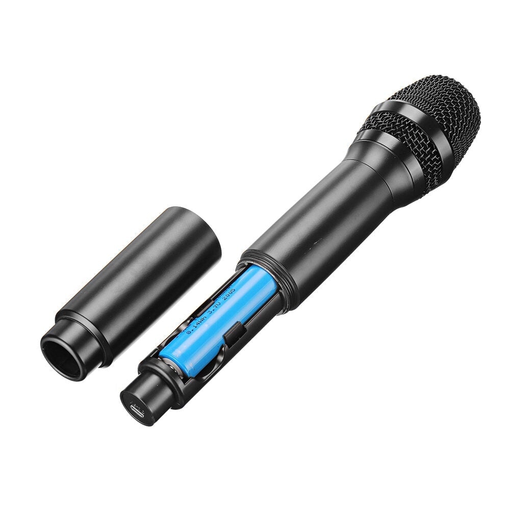 Portable 10-Channel Rechargeable Wireless Microphones UHF Mics with Receiver Working Distance 50 Feet