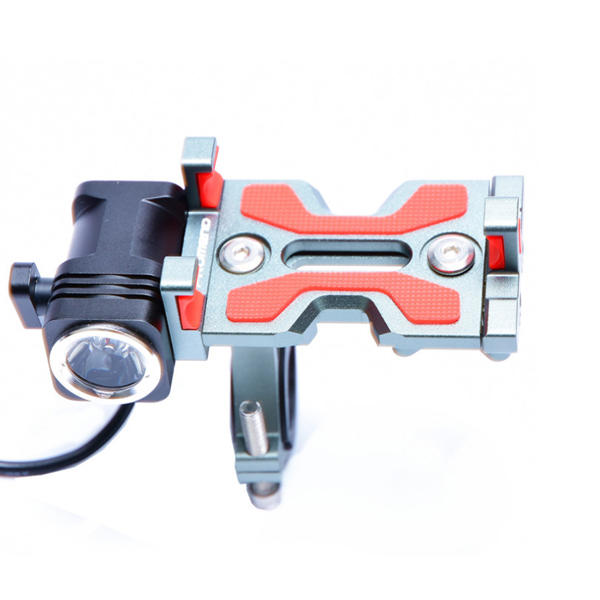Aluminium Alloy Phone Holder With Bike Headlight 4.5-6.4inch Phone Clip Stand For Cycling