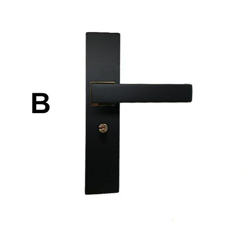 Matte Black Aluminum Door Lock Mechanical Interior Handle Cylinder Lever Latch Home Security Mute Locker With Keys