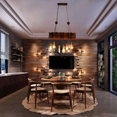 Light Wooden Chandelier Industry Restaurant Pendant Lamp Art Ceiling Decor AC110-240V