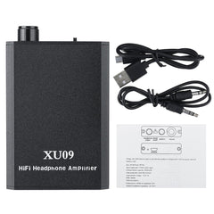 Earphone Amplifier Rechargeable High Performance Stereo XU09 Portable Headphone Amplifier Built-in Battery for Laptop PC