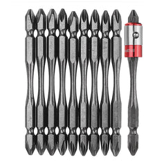 11Pcs 100mm PH2 S2 Alloy Steel Magnetic Double Head Electric Screwdriver Bit Set with B Type Magnetic Ring