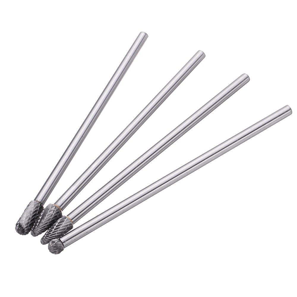 4Pcs 150-160mm Tungsten Carbide Rotary Burr Set 6mm Shank for Die Grinder Drill DIY Woodworking Metal Carving Polishing Engraving Drilling