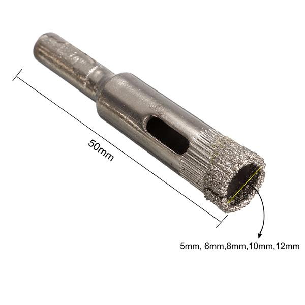 5pcs Diamond Hole Saw Drill Bit Set 5/6/8/10/12mm Tile Ceramic Glass Porcelain Marble