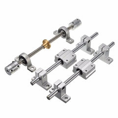 15pcs 200mm Optical Axis Guide Bearing Housings Aluminum Rail Shaft Support Screws Set CNC Parts