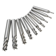 10pcs 2-10mm 4 Flute Milling Cutter HSS-Al End Mill CNC Tool