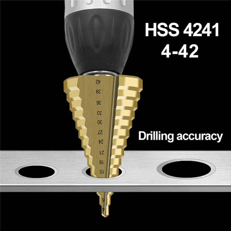 4-42mm HSS Titanium Coated Step Drill Bit 14 Step Hole Drilling Power Tool for Metal Wood