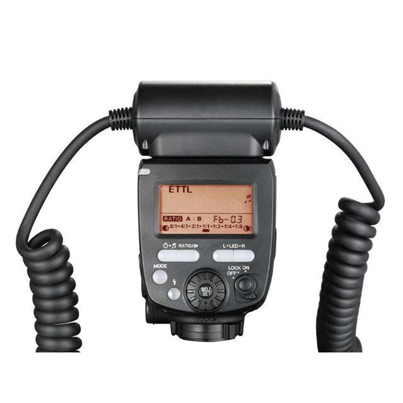 TTL Macro Flash Speedlite for Canon with 2pcs Flash Head and 4pcs Adapter Rings