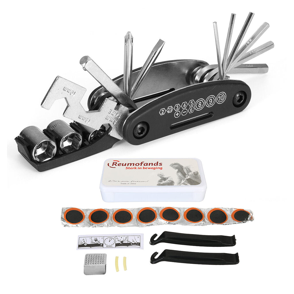 16 In 1 Multi-Function Bike Repair Tool Kit Grinding Film Torque Wrench Screwdriver