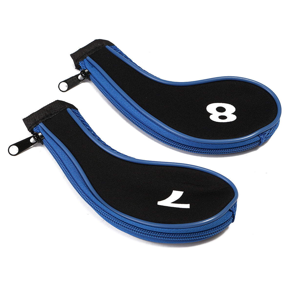 12Pcs/set Golf Clubs Iron Head Covers Driver Professional Number Tag Headcovers Rubber Golf Long Neck Protector Case with Zipper Long Neck Blue