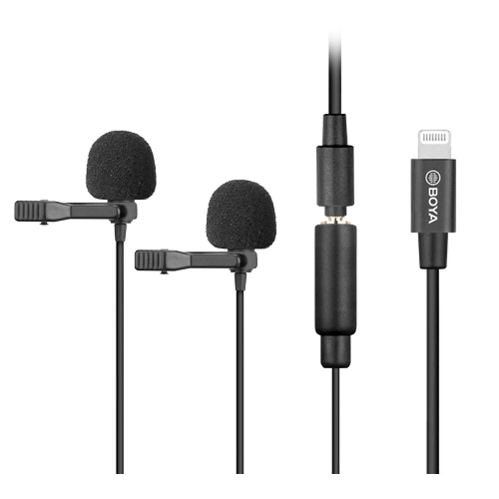 Dual Lavalier Microphone Omnidirectional Digital MFI Video Mic for iPhone 11 Pro Xs Max Xr iPad iPod Touch