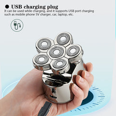 6 IN 1 4D Rotary Electric Shaver Rechargeable Bald Head Shaver LED Display Beard Trimmer