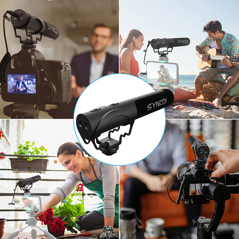 On Camera Microphone Super-Cardioid Condenser Video with 3.5mm TRRS TRS Cables for Smartphone DSLR