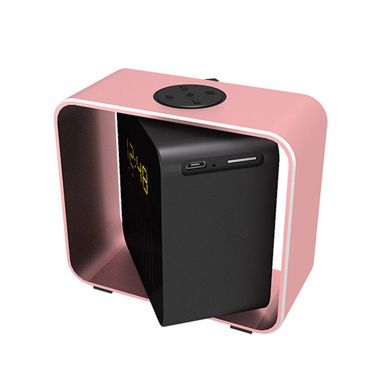 USB Charging LED BT/TF/FM Bluetooth Speaker 360 Rotation Radio Alarm Clock