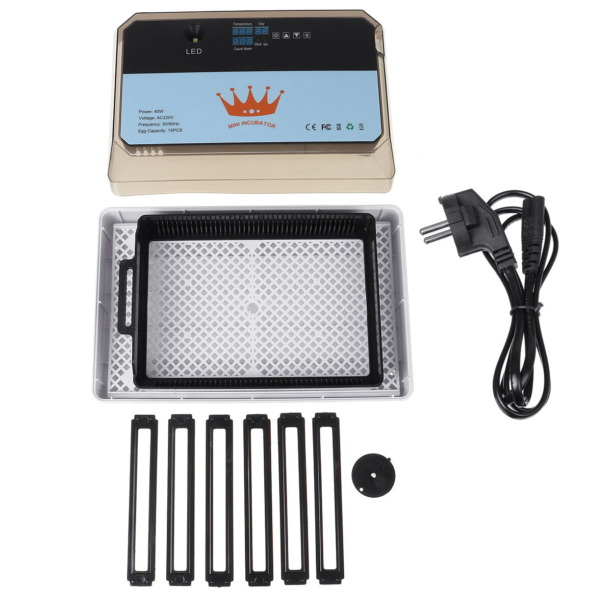40W LED Light 15PCS Eggs Chicken Automatic Incubator Hatche Turning Temperature Control