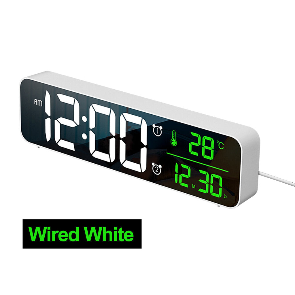 LED Digital Alarm Clock Wired Watch for Bedroom Table Digital Snooze Mirror Clock
