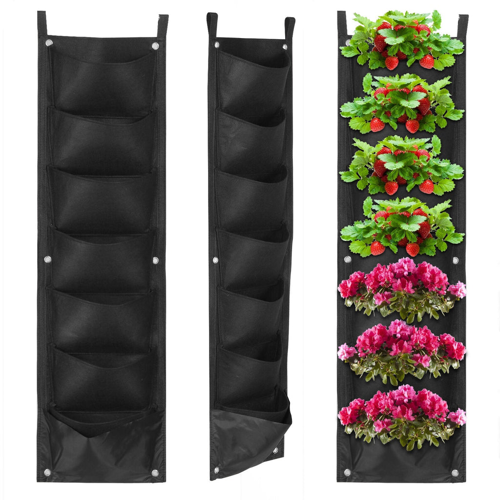 Wall Hanging Planting Bags 7 Pockets Plant Grow Bag Planter Vertical Herb