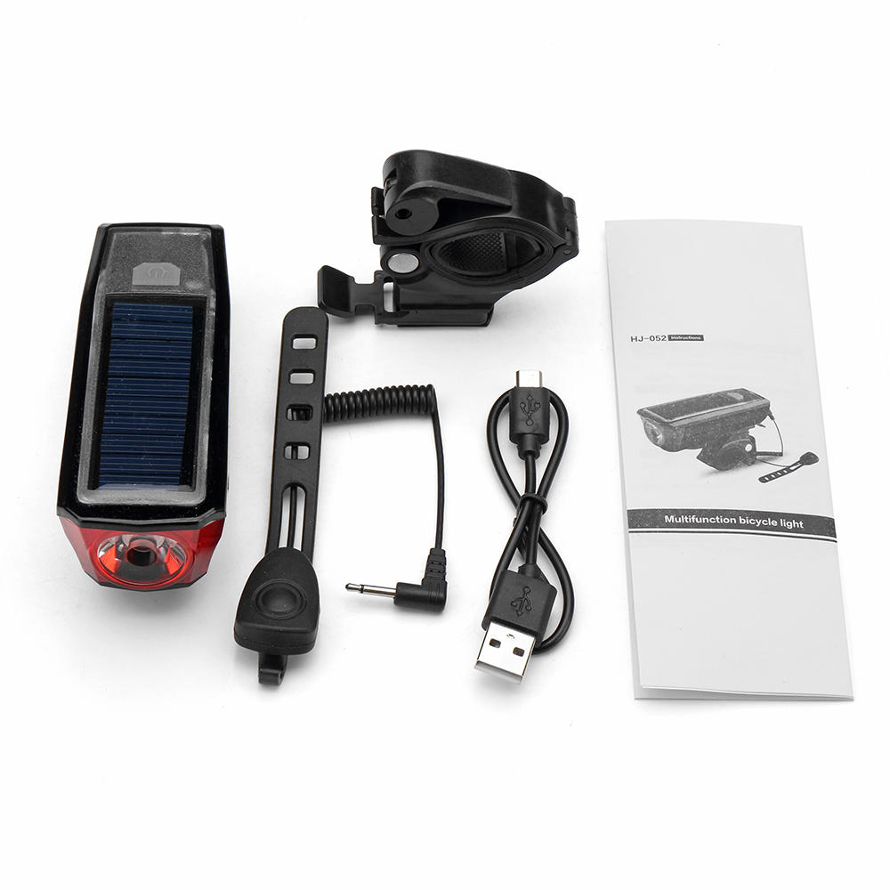 T6 LED 4 Modes 2000mAh Lithium Battery USB Charging Bike Front Light With 140db Tweeter