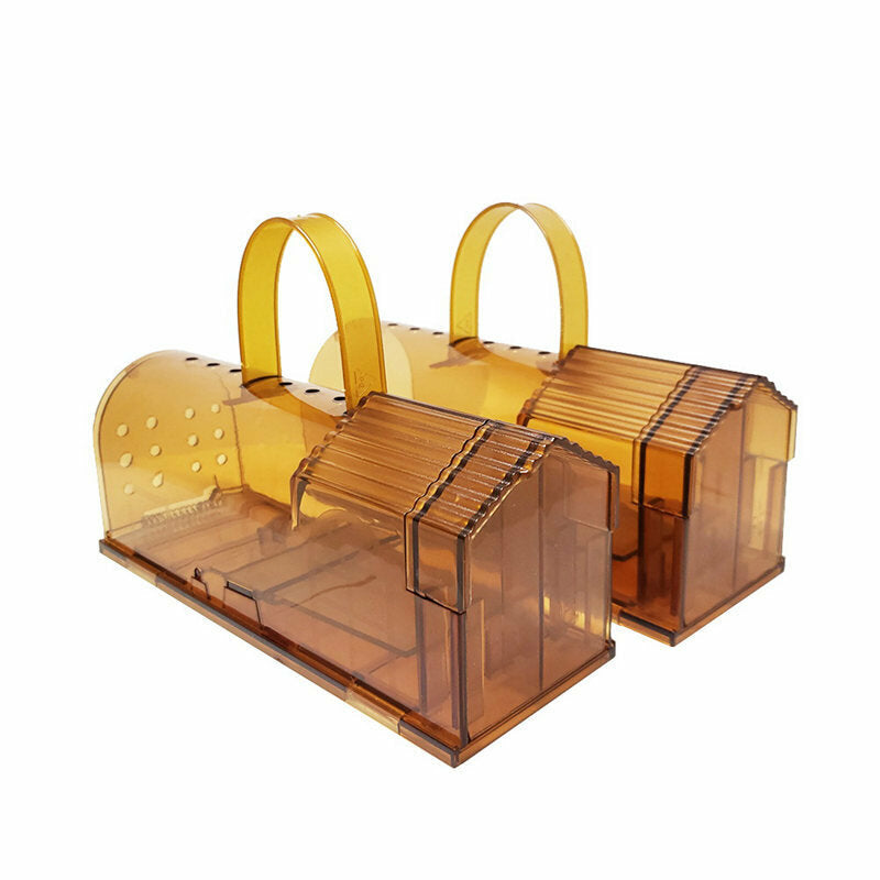 2packs Transparent Plastic Potable Mouse Trap Reusable Rodent Pest Rat Catcher Cage