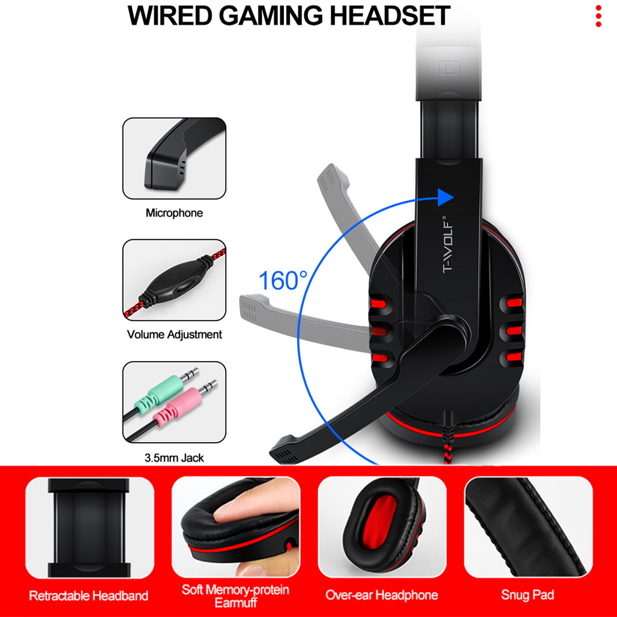 4Pcs Gaming Devices Set 104 Keys LED Backlit Gaming Keyboard 1200DPI Mouse 3.5mm Wired 50mm Driver Headset Anti-slip Mouse Pad Combo